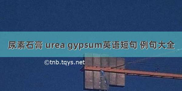 尿素石膏 urea gypsum英语短句 例句大全