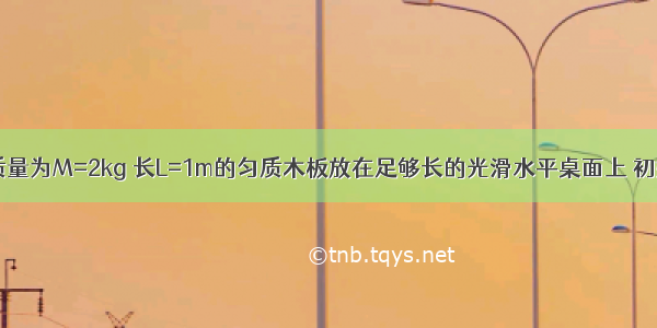 如图 一块质量为M=2kg 长L=1m的匀质木板放在足够长的光滑水平桌面上 初始时速度为