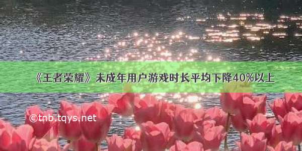 《王者荣耀》未成年用户游戏时长平均下降40%以上