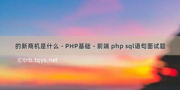 的新商机是什么 – PHP基础 – 前端 php sql语句面试题