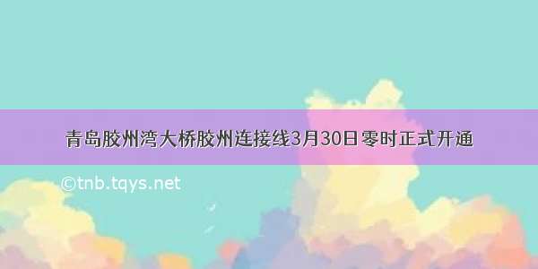 青岛胶州湾大桥胶州连接线3月30日零时正式开通