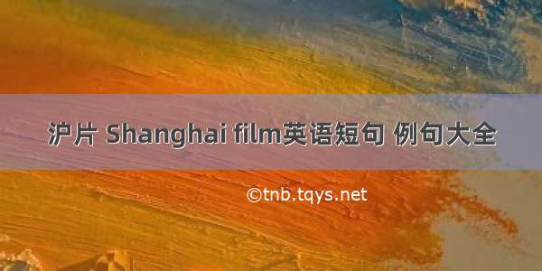 沪片 Shanghai film英语短句 例句大全