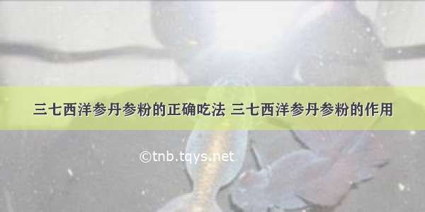 三七西洋参丹参粉的正确吃法 三七西洋参丹参粉的作用