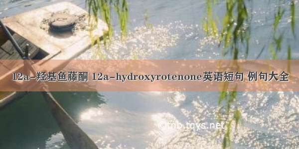 12a-羟基鱼藤酮 12a-hydroxyrotenone英语短句 例句大全