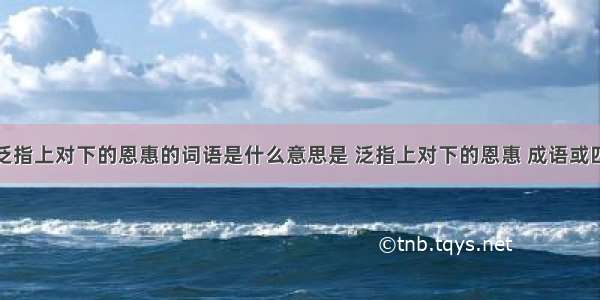 意思是泛指上对下的恩惠的词语是什么意思是 泛指上对下的恩惠 成语或四字词语