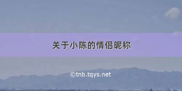 关于小陈的情侣昵称