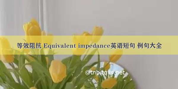 等效阻抗 Equivalent impedance英语短句 例句大全