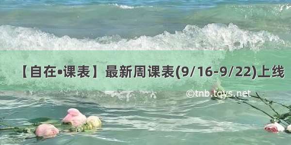 【自在•课表】最新周课表(9/16-9/22)上线