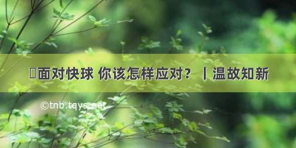 ▶面对快球 你该怎样应对？丨温故知新