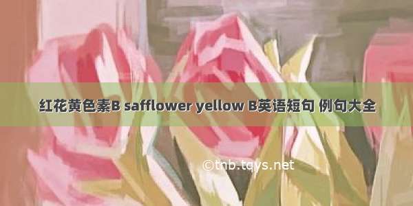 红花黄色素B safflower yellow B英语短句 例句大全