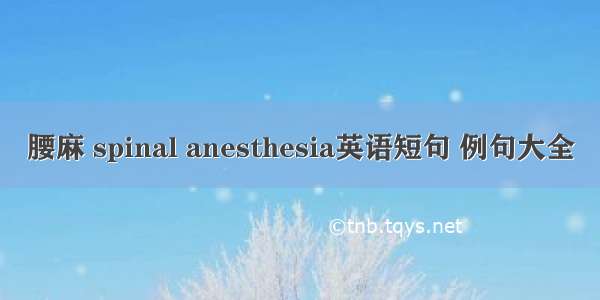 腰麻 spinal anesthesia英语短句 例句大全