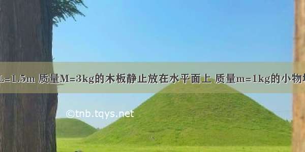 如图所示 长L=1.5m 质量M=3kg的木板静止放在水平面上 质量m=1kg的小物块（可视为质