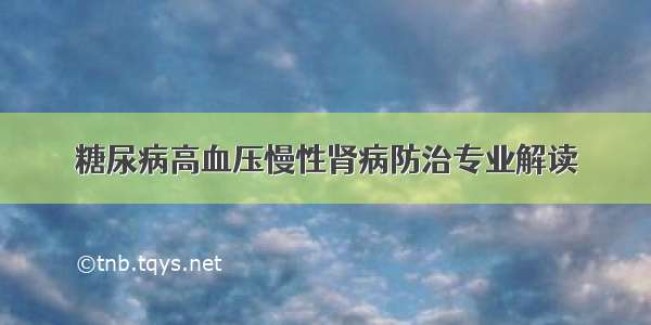 糖尿病高血压慢性肾病防治专业解读