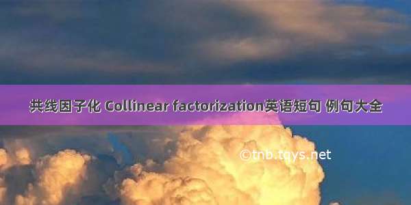 共线因子化 Collinear factorization英语短句 例句大全