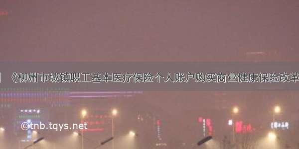 【意见征集】《柳州市城镇职工基本医疗保险个人账户购买商业健康保险改革实施方案（代