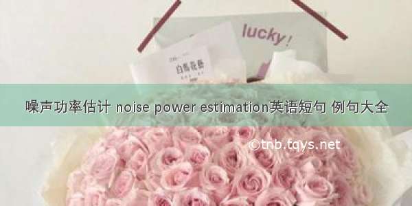 噪声功率估计 noise power estimation英语短句 例句大全