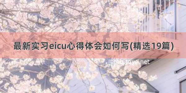 最新实习eicu心得体会如何写(精选19篇)