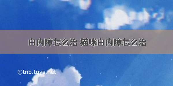 白内障怎么治 猫咪白内障怎么治