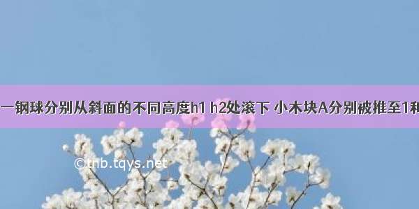 如图所示 一钢球分别从斜面的不同高度h1 h2处滚下 小木块A分别被推至1和2处 这现