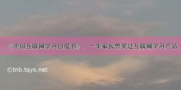 《中国互联网学习白皮书》：一半家长曾买过互联网学习产品