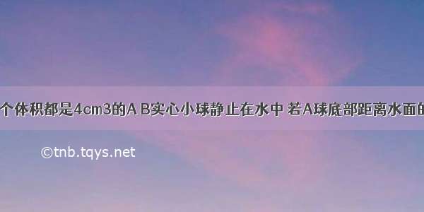 如图所示 两个体积都是4cm3的A B实心小球静止在水中 若A球底部距离水面的距离是0.5