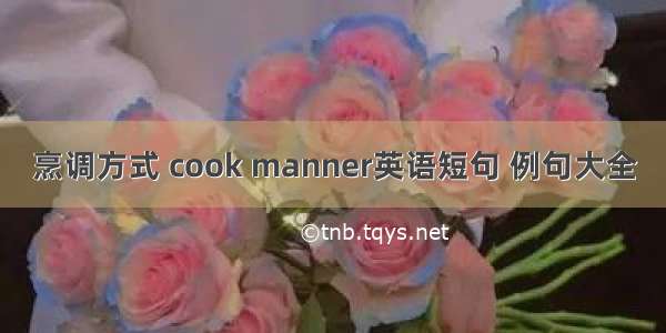 烹调方式 cook manner英语短句 例句大全