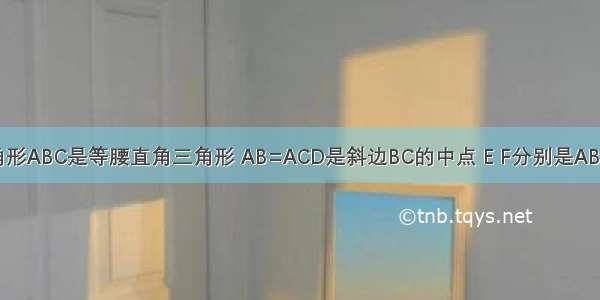 如图已知三角形ABC是等腰直角三角形 AB=ACD是斜边BC的中点 E F分别是AB AC 边上的点