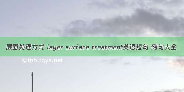 层面处理方式 layer surface treatment英语短句 例句大全