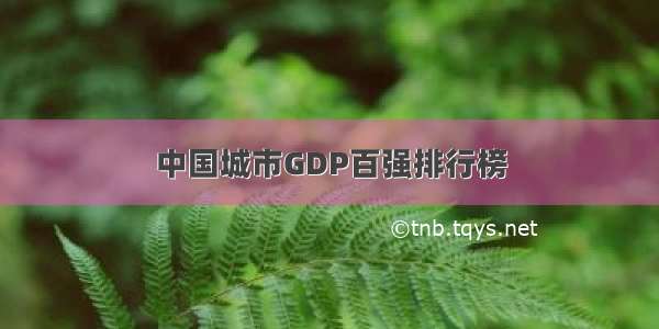 中国城市GDP百强排行榜