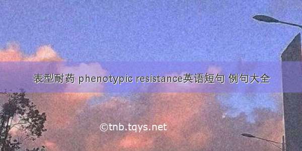 表型耐药 phenotypic resistance英语短句 例句大全