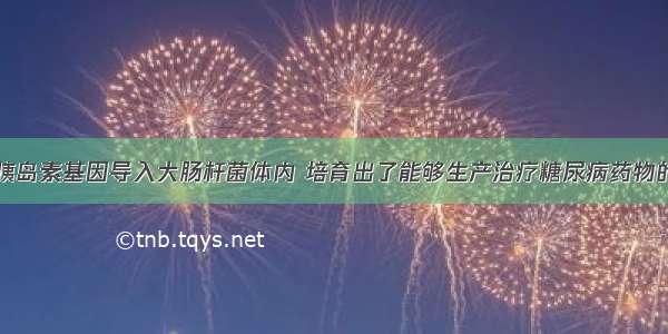 科学家将人胰岛素基因导入大肠杆菌体内 培育出了能够生产治疗糖尿病药物的胰岛素的大