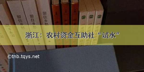 浙江：农村资金互助社“试水”