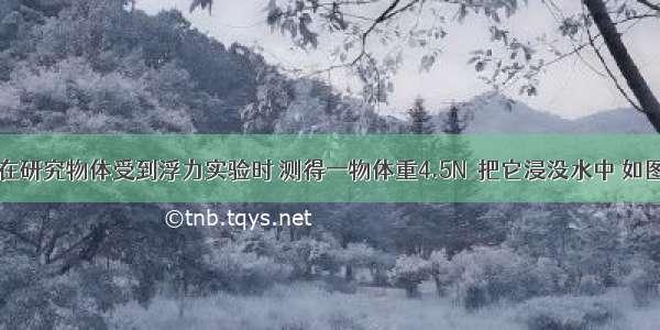 小丽同学在研究物体受到浮力实验时 测得一物体重4.5N．把它浸没水中 如图?所示 弹