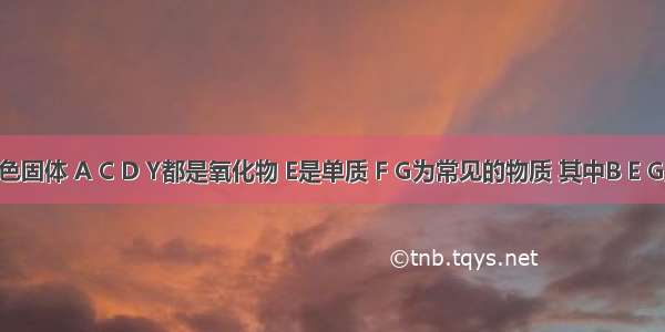 A为黑色固体 A C D Y都是氧化物 E是单质 F G为常见的物质 其中B E G属于单