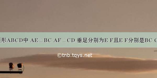 菱形ABCD中 AE⊥BC AF⊥CD 垂足分别为E F且E F分别是BC CD