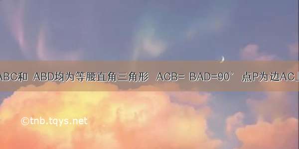 如图 已知△ABC和△ABD均为等腰直角三角形 ∠ACB=∠BAD=90° 点P为边AC上任意一点