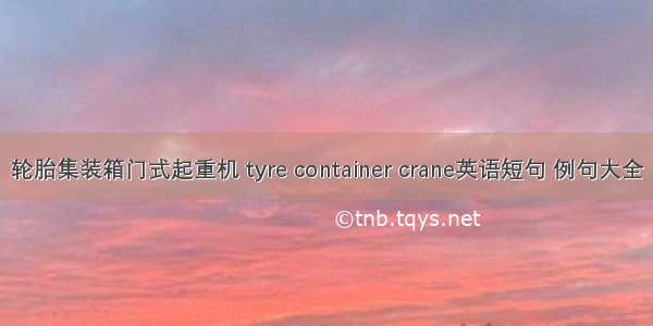 轮胎集装箱门式起重机 tyre container crane英语短句 例句大全