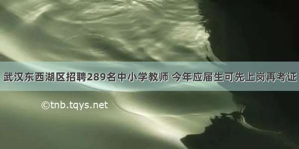 武汉东西湖区招聘289名中小学教师 今年应届生可先上岗再考证