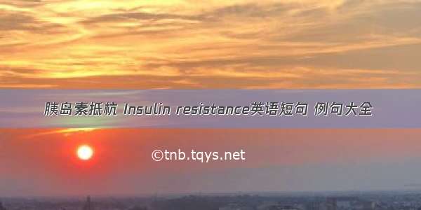 胰岛素抵杭 Insulin resistance英语短句 例句大全