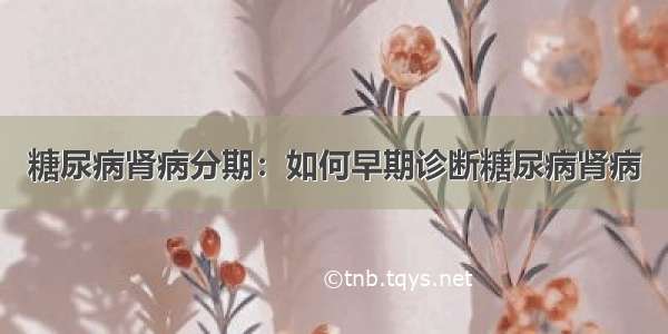 糖尿病肾病分期：如何早期诊断糖尿病肾病