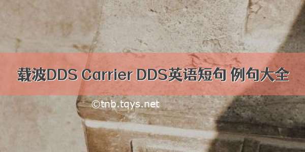 载波DDS Carrier DDS英语短句 例句大全