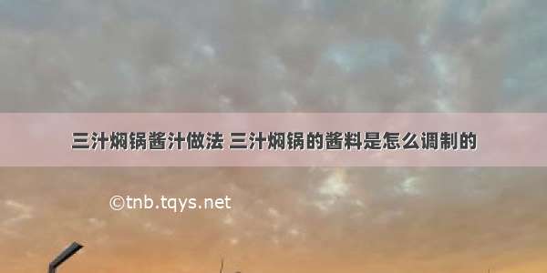 三汁焖锅酱汁做法 三汁焖锅的酱料是怎么调制的