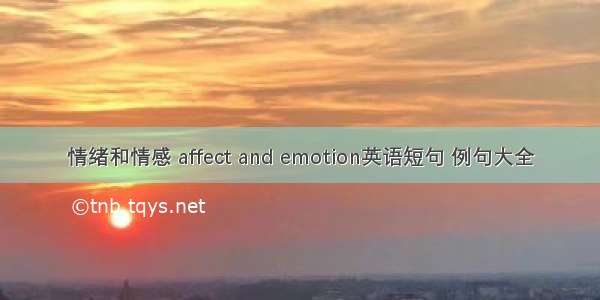 情绪和情感 affect and emotion英语短句 例句大全