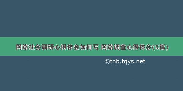 网络社会调研心得体会如何写 网络调查心得体会(5篇)