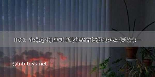 IDC：小米Q2印度可穿戴设备市场份额46% 保持第一