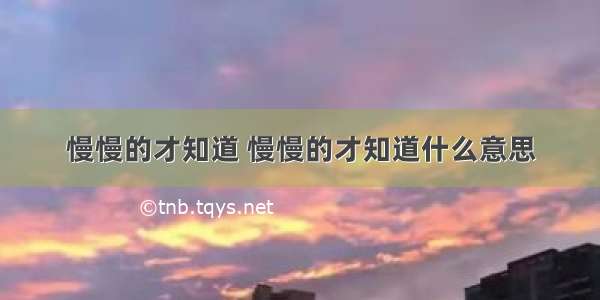 慢慢的才知道 慢慢的才知道什么意思