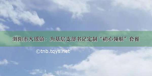 浏阳市大瑶镇：为基层支部书记定制“初心领航”套餐