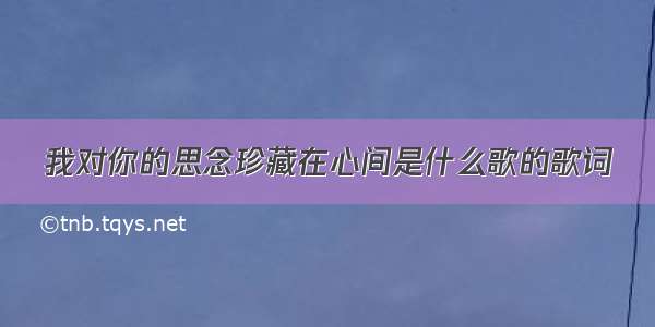 我对你的思念珍藏在心间是什么歌的歌词