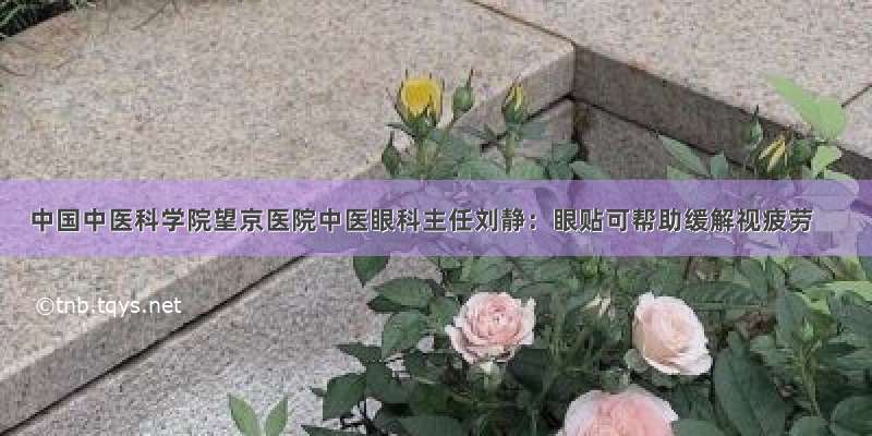 中国中医科学院望京医院中医眼科主任刘静：眼贴可帮助缓解视疲劳