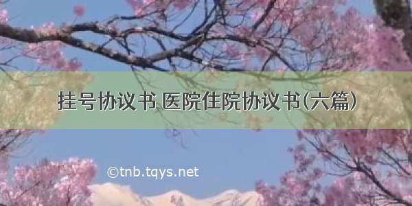 挂号协议书 医院住院协议书(六篇)